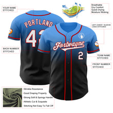 Load image into Gallery viewer, Custom Electric Blue Black-Red Authentic Fade Fashion Baseball Jersey
