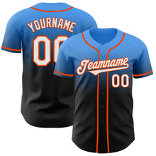 Load image into Gallery viewer, Custom Electric Blue Black-Orange Authentic Fade Fashion Baseball Jersey