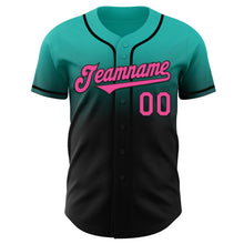 Load image into Gallery viewer, Custom Aqua Pink-Black Authentic Fade Fashion Baseball Jersey