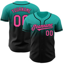 Load image into Gallery viewer, Custom Aqua Pink-Black Authentic Fade Fashion Baseball Jersey