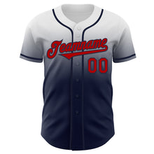 Load image into Gallery viewer, Custom White Red-Navy Authentic Fade Fashion Baseball Jersey