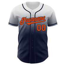 Load image into Gallery viewer, Custom White Orange-Navy Authentic Fade Fashion Baseball Jersey