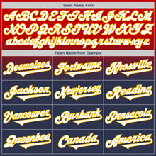 Load image into Gallery viewer, Custom Red Navy-Gold Authentic Fade Fashion Baseball Jersey