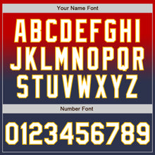 Load image into Gallery viewer, Custom Red Navy-Gold Authentic Fade Fashion Baseball Jersey
