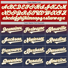 Load image into Gallery viewer, Custom Red Navy-Old Gold Authentic Fade Fashion Baseball Jersey
