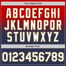 Load image into Gallery viewer, Custom Red Navy-Old Gold Authentic Fade Fashion Baseball Jersey