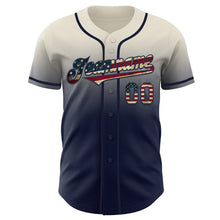 Load image into Gallery viewer, Custom Cream Vintage USA Flag-Navy Authentic Fade Fashion Baseball Jersey