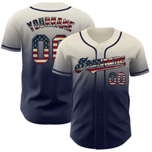 Load image into Gallery viewer, Custom Cream Vintage USA Flag-Navy Authentic Fade Fashion Baseball Jersey