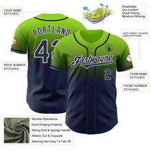Load image into Gallery viewer, Custom Neon Green Navy-White Authentic Fade Fashion Baseball Jersey