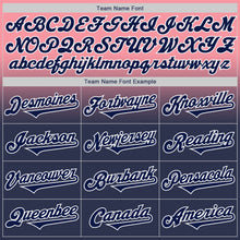 Load image into Gallery viewer, Custom Medium Pink Navy-White Authentic Fade Fashion Baseball Jersey