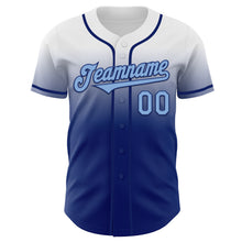Load image into Gallery viewer, Custom White Light Blue-Royal Authentic Fade Fashion Baseball Jersey