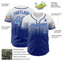 Load image into Gallery viewer, Custom White Light Blue-Royal Authentic Fade Fashion Baseball Jersey