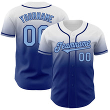 Load image into Gallery viewer, Custom White Light Blue-Royal Authentic Fade Fashion Baseball Jersey