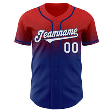 Load image into Gallery viewer, Custom Red White-Royal Authentic Fade Fashion Baseball Jersey