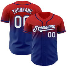 Load image into Gallery viewer, Custom Red White-Royal Authentic Fade Fashion Baseball Jersey