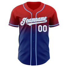 Load image into Gallery viewer, Custom Red White Royal-Light Blue Authentic Fade Fashion Baseball Jersey