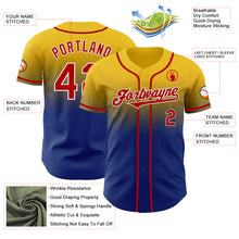 Load image into Gallery viewer, Custom Yellow Red Royal-White Authentic Fade Fashion Baseball Jersey