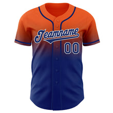Load image into Gallery viewer, Custom Orange Royal-White Authentic Fade Fashion Baseball Jersey