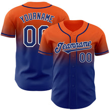 Load image into Gallery viewer, Custom Orange Royal-White Authentic Fade Fashion Baseball Jersey