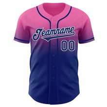 Load image into Gallery viewer, Custom Pink Royal-White Authentic Fade Fashion Baseball Jersey