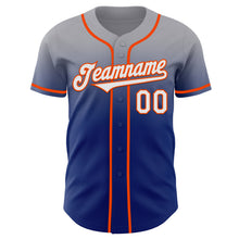 Load image into Gallery viewer, Custom Gray White Royal-Orange Authentic Fade Fashion Baseball Jersey