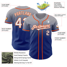 Load image into Gallery viewer, Custom Gray White Royal-Orange Authentic Fade Fashion Baseball Jersey
