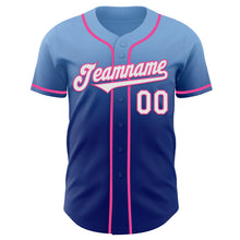 Load image into Gallery viewer, Custom Light Blue White Royal-Pink Authentic Fade Fashion Baseball Jersey