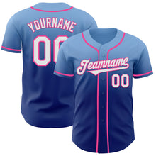 Load image into Gallery viewer, Custom Light Blue White Royal-Pink Authentic Fade Fashion Baseball Jersey