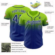 Load image into Gallery viewer, Custom Neon Green Royal-White Authentic Fade Fashion Baseball Jersey