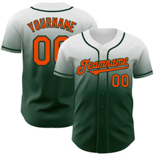 Load image into Gallery viewer, Custom White Orange-Green Authentic Fade Fashion Baseball Jersey