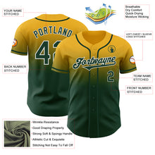 Load image into Gallery viewer, Custom Gold Green-White Authentic Fade Fashion Baseball Jersey