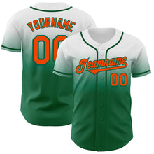 Load image into Gallery viewer, Custom White Orange-Kelly Green Authentic Fade Fashion Baseball Jersey