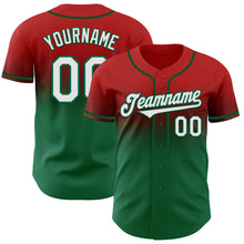 Load image into Gallery viewer, Custom Red White-Kelly Green Authentic Fade Fashion Baseball Jersey