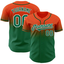 Load image into Gallery viewer, Custom Orange Kelly Green-White Authentic Fade Fashion Baseball Jersey