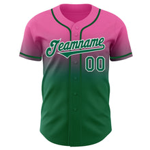 Load image into Gallery viewer, Custom Pink Kelly Green-White Authentic Fade Fashion Baseball Jersey