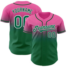 Load image into Gallery viewer, Custom Pink Kelly Green-White Authentic Fade Fashion Baseball Jersey