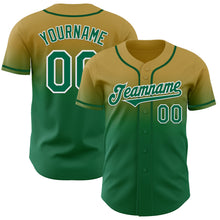 Load image into Gallery viewer, Custom Old Gold Kelly Green-White Authentic Fade Fashion Baseball Jersey