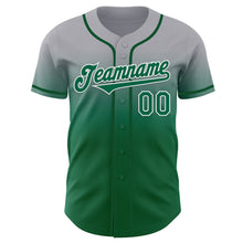 Load image into Gallery viewer, Custom Gray Kelly Green-White Authentic Fade Fashion Baseball Jersey