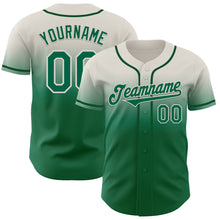 Load image into Gallery viewer, Custom Cream Kelly Green Authentic Fade Fashion Baseball Jersey
