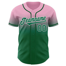 Load image into Gallery viewer, Custom Light Pink Kelly Green-White Authentic Fade Fashion Baseball Jersey