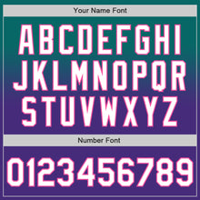 Load image into Gallery viewer, Custom Teal White Purple-Pink Authentic Fade Fashion Baseball Jersey