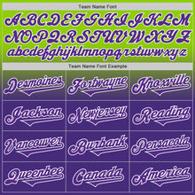 Load image into Gallery viewer, Custom Neon Green Purple-White Authentic Fade Fashion Baseball Jersey