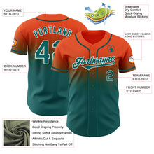 Load image into Gallery viewer, Custom Orange Teal-White Authentic Fade Fashion Baseball Jersey