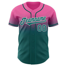 Load image into Gallery viewer, Custom Pink Teal-White Authentic Fade Fashion Baseball Jersey