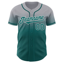 Load image into Gallery viewer, Custom Gray Teal-White Authentic Fade Fashion Baseball Jersey