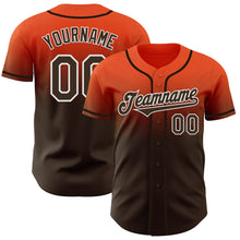 Load image into Gallery viewer, Custom Orange Brown-White Authentic Fade Fashion Baseball Jersey