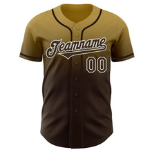 Load image into Gallery viewer, Custom Old Gold Brown-White Authentic Fade Fashion Baseball Jersey