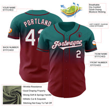 Load image into Gallery viewer, Custom Teal White-Crimson Authentic Fade Fashion Baseball Jersey