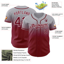 Load image into Gallery viewer, Custom Gray Crimson-White Authentic Fade Fashion Baseball Jersey