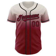 Load image into Gallery viewer, Custom Cream Crimson-Black Authentic Fade Fashion Baseball Jersey